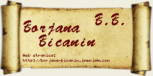 Borjana Bićanin vizit kartica